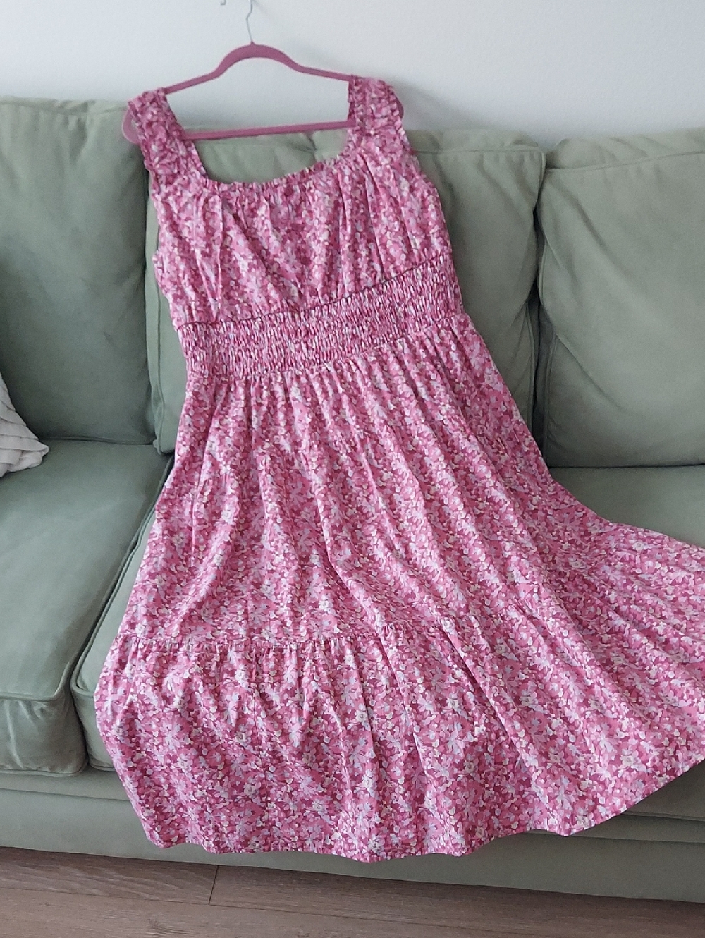 Universal Thread Cotton Pink Floral Midi Dress - Picture 2 of 7